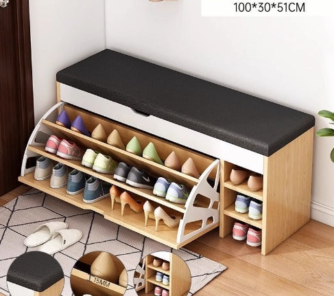 Minimalist Entryway Shoe Cabinet with Storage Bench
