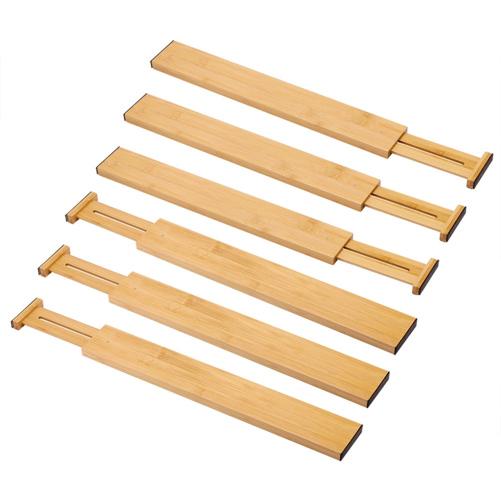 Adjustable Bamboo Drawer Dividers | Kitchen Utensil Organizer (Set of 4)