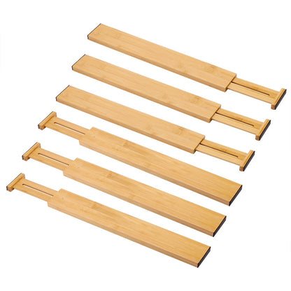 Adjustable Bamboo Drawer Dividers | Kitchen Utensil Organizer (Set of 4)