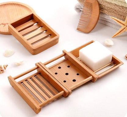 Bamboo Soap Dish | Natural Wooden Soap Holder for Bathroom Organization