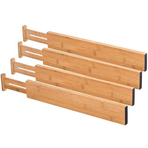 Adjustable Bamboo Drawer Dividers | Kitchen Utensil Organizer (Set of 4)