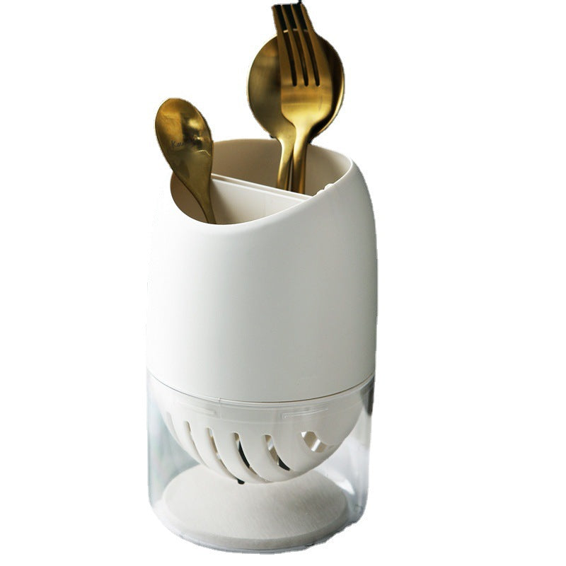 Japanese Minimalist Cutlery Holder | Double-Compartment Kitchen Organizer