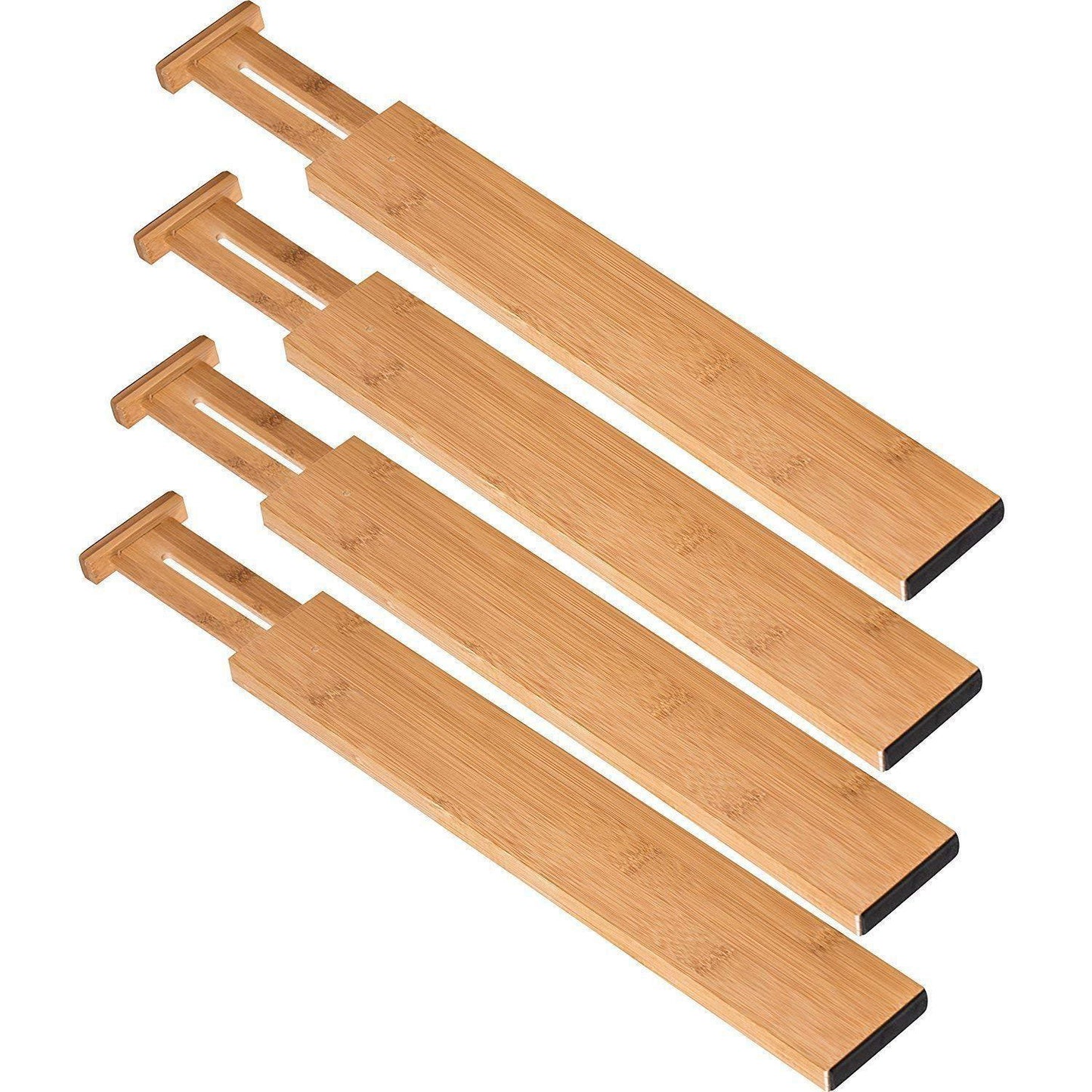 Adjustable Bamboo Drawer Dividers | Kitchen Utensil Organizer (Set of 4)