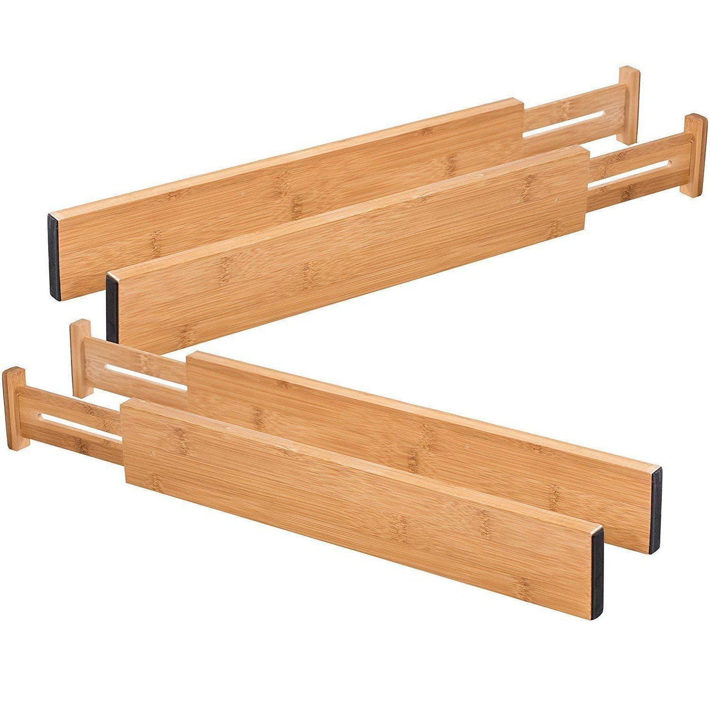 Adjustable Bamboo Drawer Dividers | Kitchen Utensil Organizer (Set of 4)