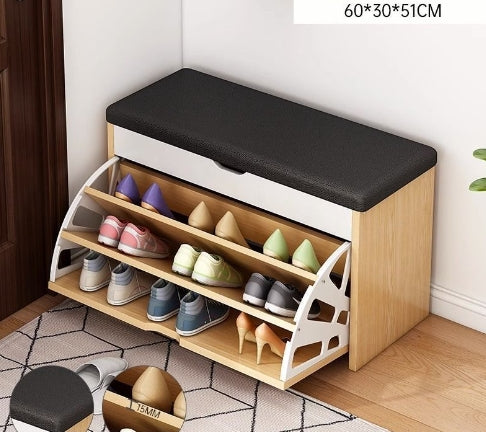 Minimalist Entryway Shoe Cabinet with Storage Bench